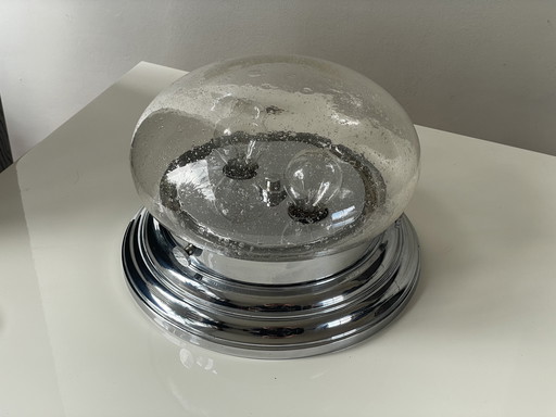 Vintage Hillebrand Space Age Bubble Glass Plafondlamp