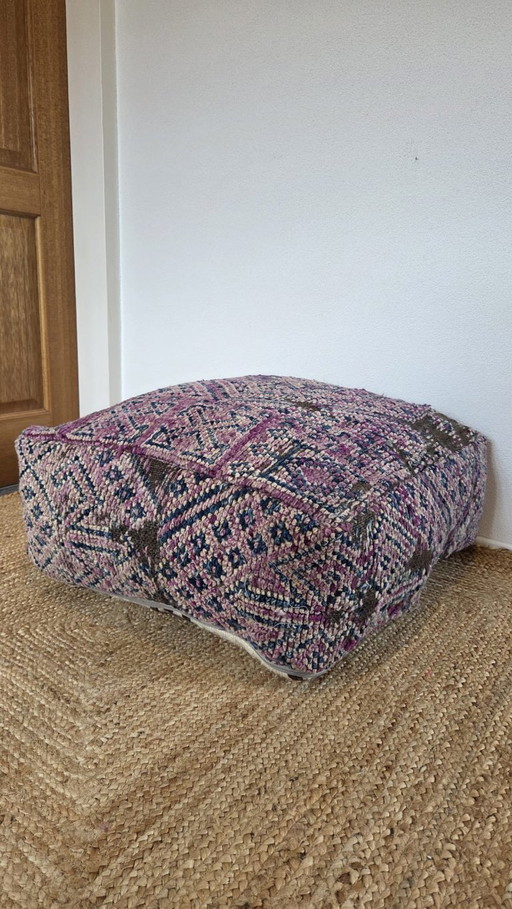 Vintage Berber pouf purple blue