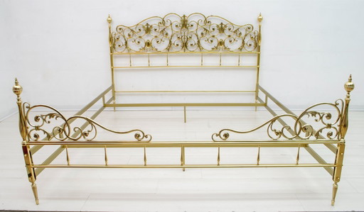 Mid-Century Modern Italian Neoclassical Style Brass Double Bad, 1960s