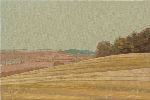 Paesaggio pastello, dipinto unico, pezzo unico dipinto a mano, 30 x 20 cm, pittura acrilica su tela