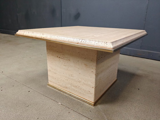 Image 1 of Tavolino vintage in travertino e ottone di Fedam, anni '70