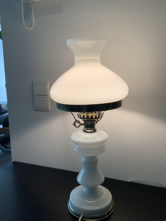 Image 1 of Vintage Standing Opaline Oil Lamp – 220V