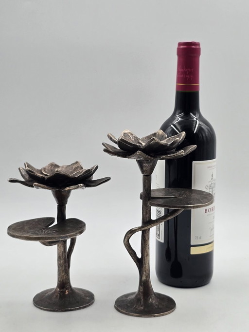 Brutalistische Kerzenständer aus Bronze