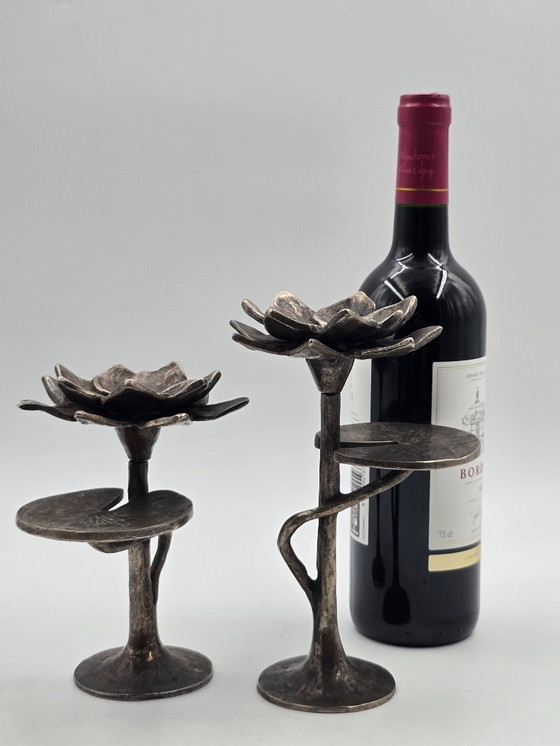 Image 1 of Brutalist bronze candlesticks