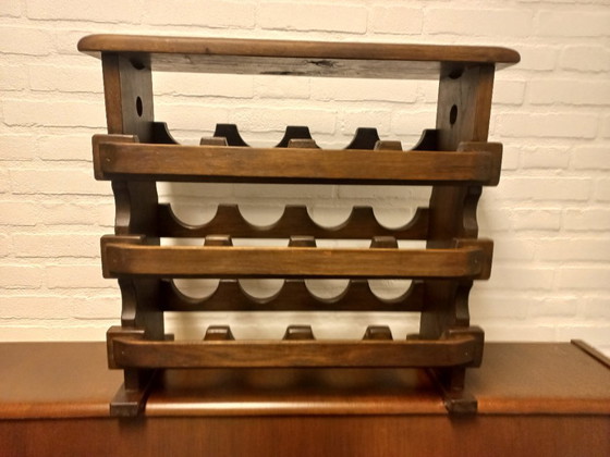 Image 1 of Brutalist wooden wine rack