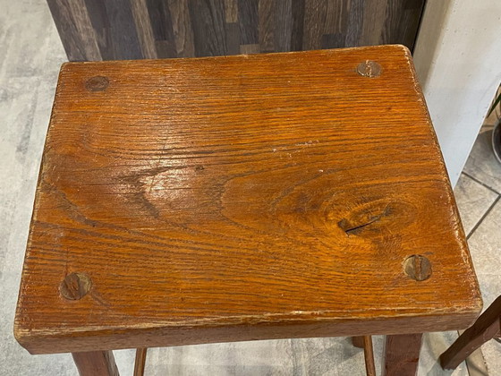 Image 1 of Set di 3 sgabelli alti da bar in legno massello, realizzati artigianalmente, 50