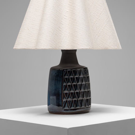 Blaue glasierte Steingut Tischlampe von Einar Johansen für Søholm Stentøj, Dänemark, 1960er, Johansen (Einar) (Foto 5 von 7)