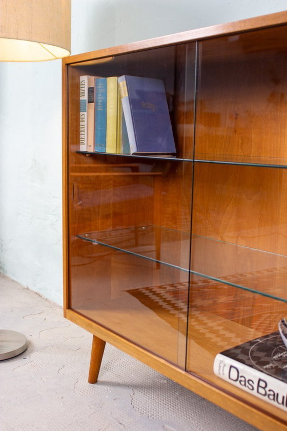 Image 1 of Vintage vitrinekast, boekenkast, ladekast, dressoir, teak, walnoot, jaren 60