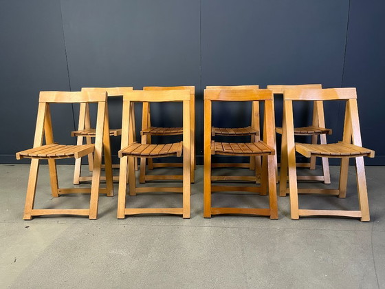 Image 1 of Vintage wooden folding chairs, 1960s set of 8