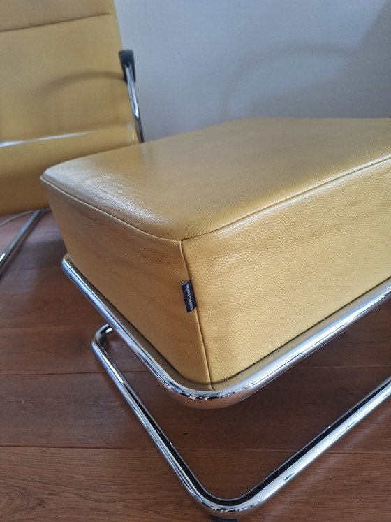 Image 1 of 2x Dutch Originals Gispen 423 armchairs + Gispen 443 ottoman