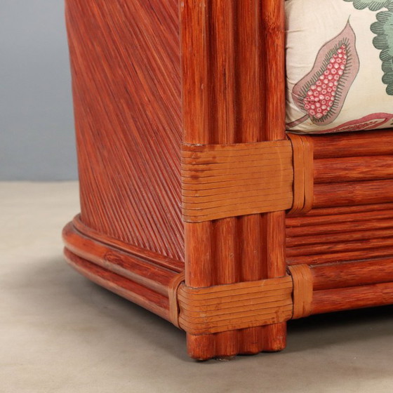 1980s Rattan and Red Bamboo Armchair – Maugrion (photo 6 of 13)