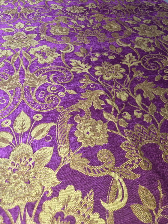 Image 1 of Bellissimo velluto/velluto jacquard vintage anni '50 – viola/oro – 2,5 x 1,3 m (con etichetta Van Reeuwijk Rotterdam)