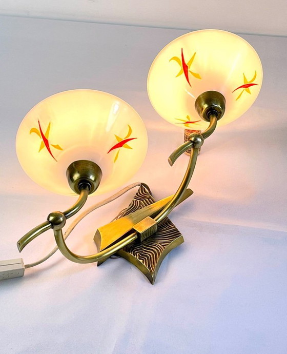 Image 1 of Lampada da parete organica in ottone di metà XX secolo, Francia