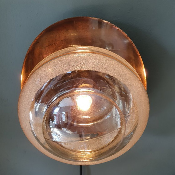 Image 1 of Lampada da parete vintage in rame e vetro - Jugoslavia - Metà secolo
