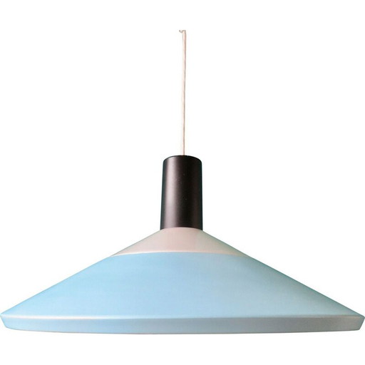 Vintage blue metal suspension lamp by Louis Poulsen, Denmark 1960