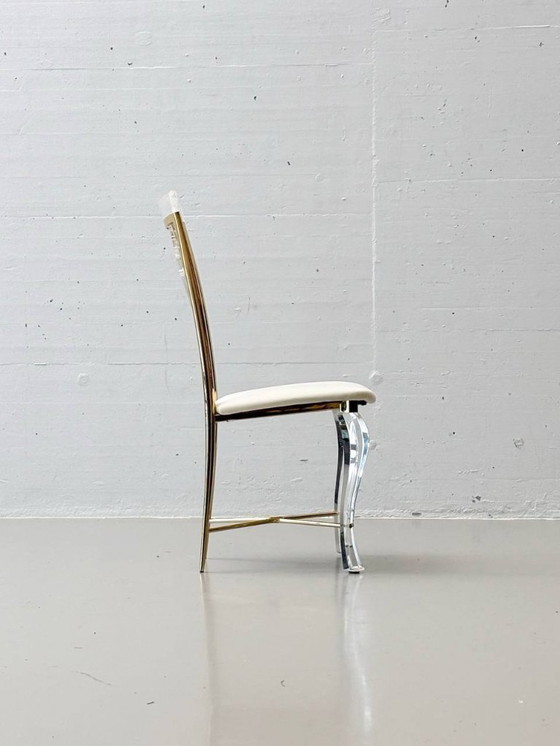 Image 1 of Set: 6 sedie in vetro acrilico con dettagli in ottone di Vereinigte Werkstätten, anni '80
