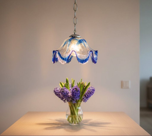 Lámpara colgante estilo pañuelo de cristal de Murano de mediados de siglo de Mazzegga, década de 1960