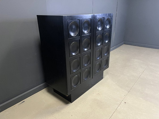 Image 1 of Zwarte brutalistische barkast, jaren 70