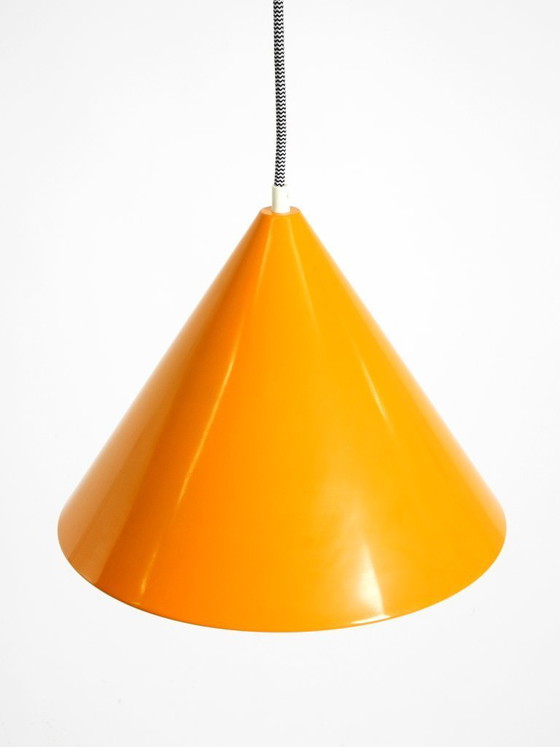 Image 1 of Original 1970s orange metal pendant lamp by Louis Poulsen model Billiard