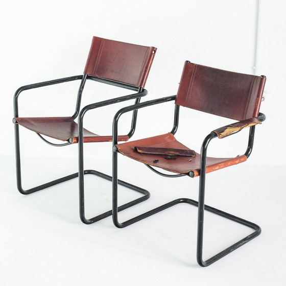 Silla voladiza modelo MG5 en edición de piel de Matteo Grassi. Italia, años 90. – Sillas de comedor, Iron (photo 13 of 15)