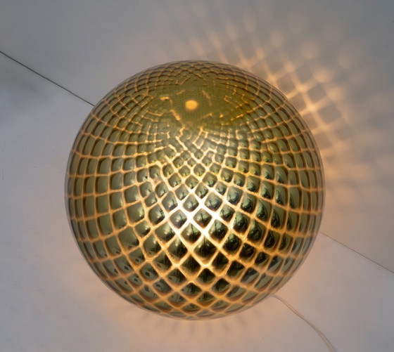 Image 1 of Lampe de table "Diamont Sphere" en verre de Murano doré, Italie, moderne du Mid Century, années 1970