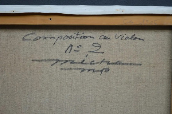 Michel Petiot, bekannt als Micha "Komposition mit Violine Nr. 2" Leinwand, signiert – Gemälde & Zeichnungen (photo 10 of 10)