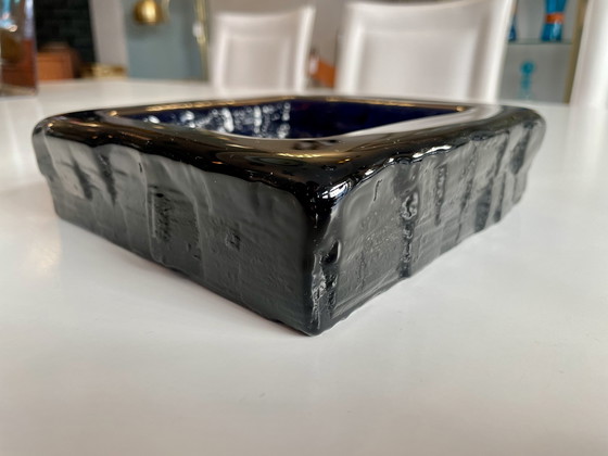 Image 1 of Eckige Schale aus mundgeblasenem Glas von Göte Augustsson für Ruda Schweden 