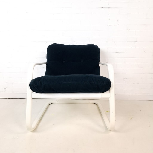 Vintage Ikea Rörberg Sessel 90er Jahre Weiß Metall Blau – fauteuils, Textile (photo 2 of 9)
