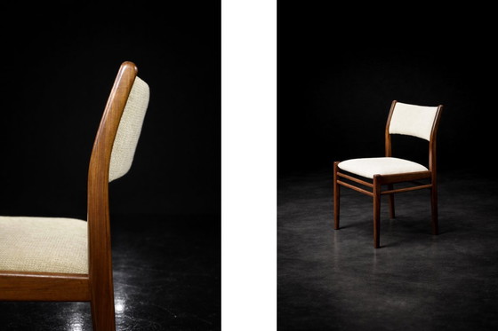 Image 1 of Chaises danoises vintage en teck et tissu beige, style moderne du milieu du siècle, années 1960, lot de 4