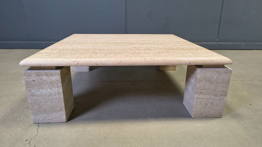 Table basse en travertin, années 1970, Italie