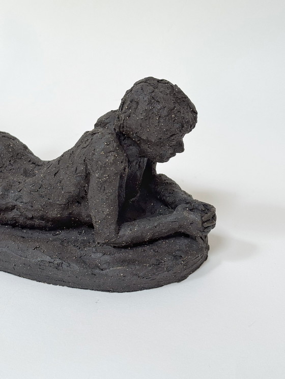 Image 1 of Yolande Ide (1931) - Terracotta Sculpture: “A Lying Woman”