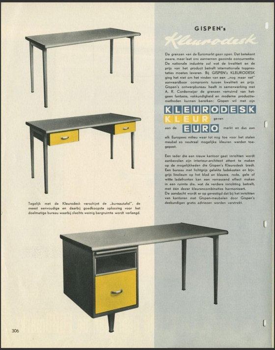 Image 1 of Gispen-Tisch aus Stahl, Modell Kleurodesk 7800
