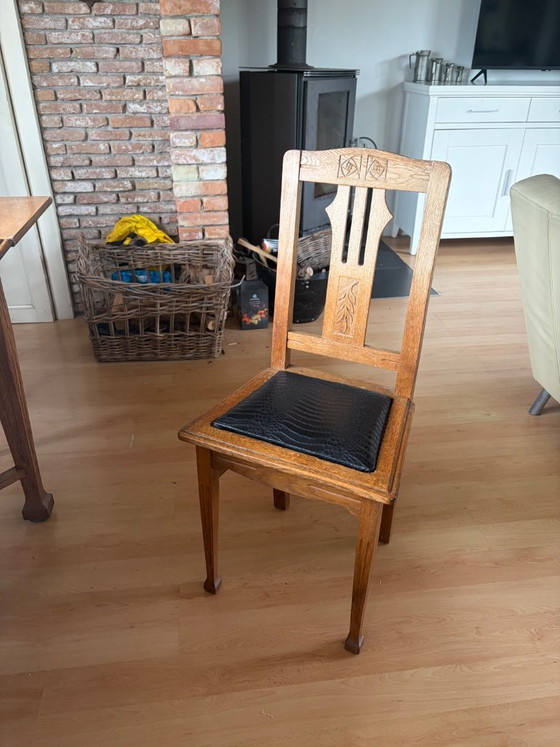 Image 1 of Art Deco dining set with 6 solid chairs