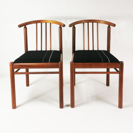 Set of 6 teak chairs, Mid-Century, Denmark, 1970s. – Dining chairs, Textile, Wood (photo 16 of 18)