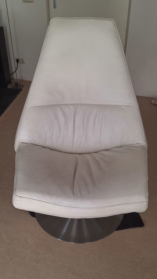 Fauteuil en cuir Lion avec pouf