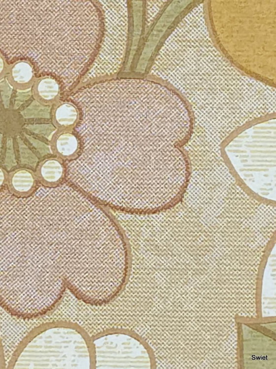 Image 1 of 14291 retro bloemen behang oranje roze groen 