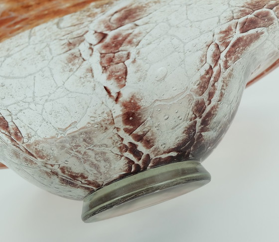 Image 1 of Ciotola in vetro Art Deco Ikora di WMF Karl Wiedmann, anni &#39;30, arancione e rosso scuro