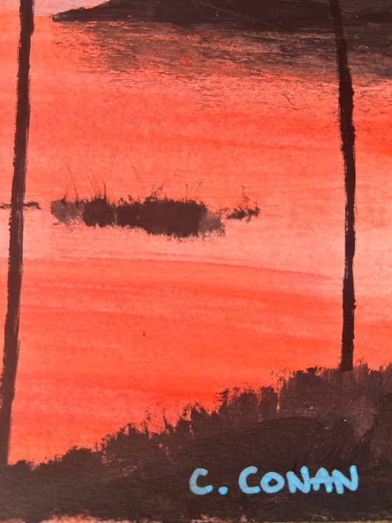 Acrylic 40 x 30 cm twilight on the lake – Fabriano, Wall decoration, Paper (photo 5 of 10)