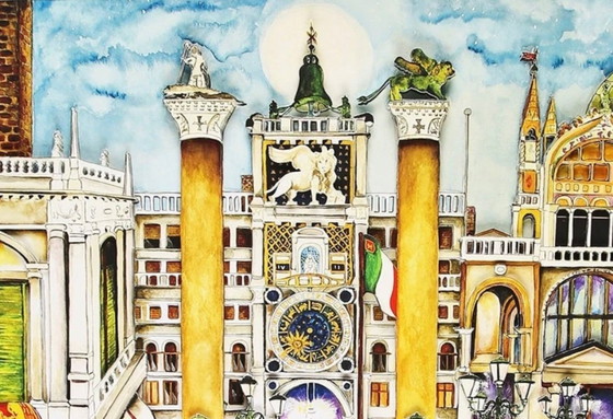 Image 1 of Linnea Pergola: "Cuatro caballos de San Marcos". Giclée, firmada a mano. Edición 28/50, 2019.