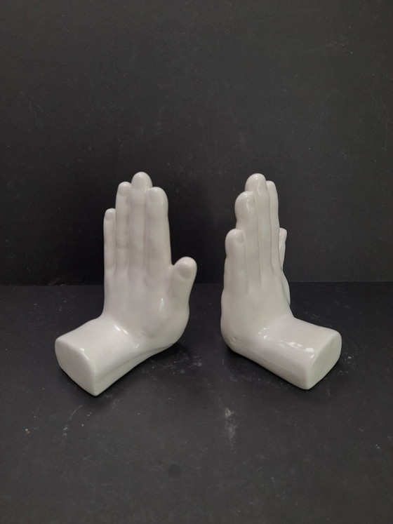 Fermalibri in ceramica a forma di mani, Oggetti decorativi, Bianco (foto 3 di 5)
