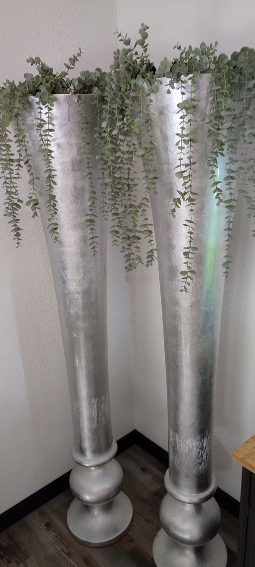 Floor vase leaf silver