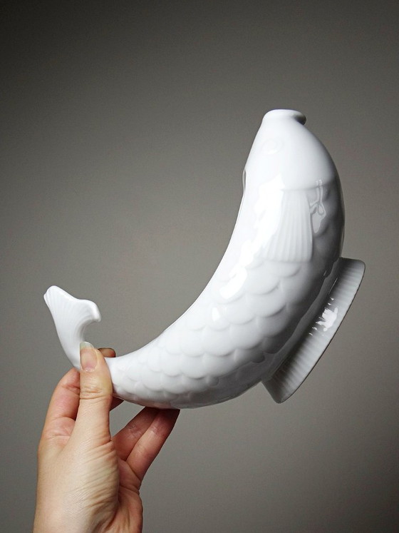 Image 1 of White porcelain fish-shaped gravy boat, Ocean France, 1970s-1980s