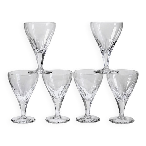 Antique service of 6 cut crystal glasses attributed to Moser, Bohemia.