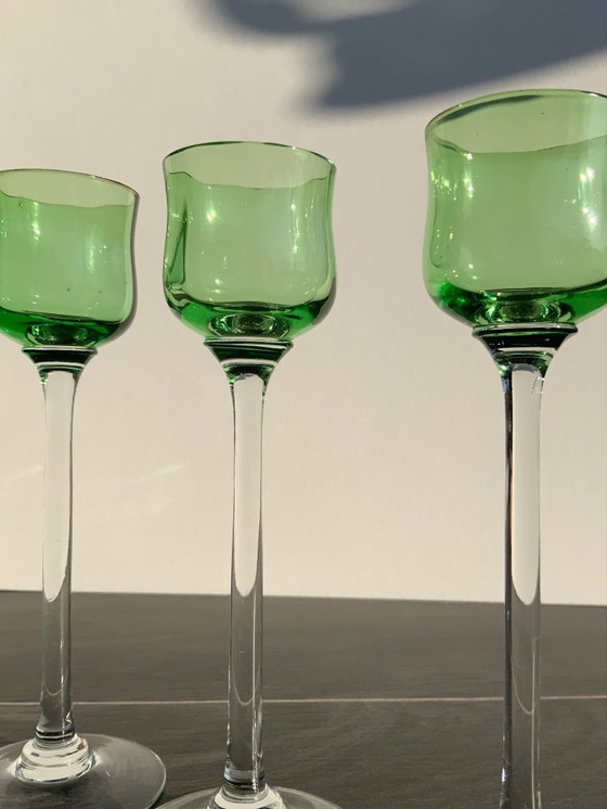 Image 1 of Juego de 3 copas de licor Art Nouveau - Bakalowits & Söhne - Meyr's Neffe - Viena c. 1902​