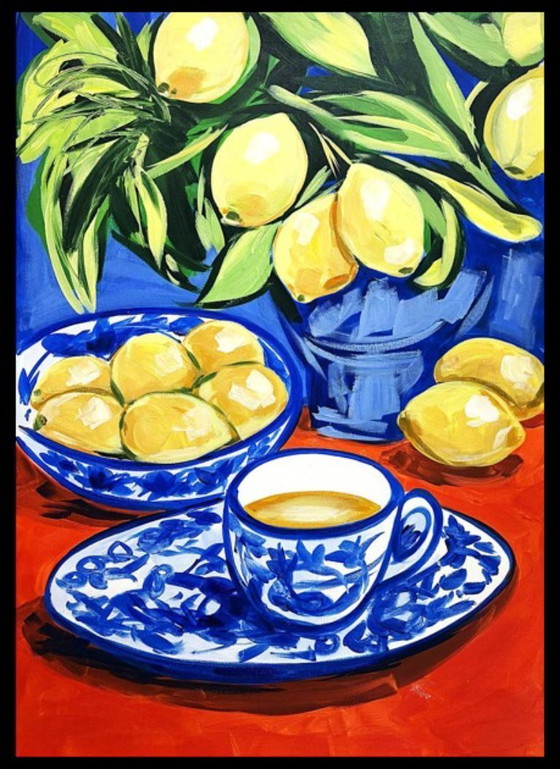 Image 1 of Acrylic painting by the artist E. García "Té de limón" 100x70 cm