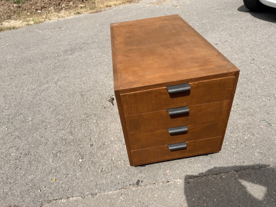 Image 1 of Teakhouten rolvoetstuk uit het midden van de 20e eeuw van Holzäpfel, Duitsland, jaren 60.