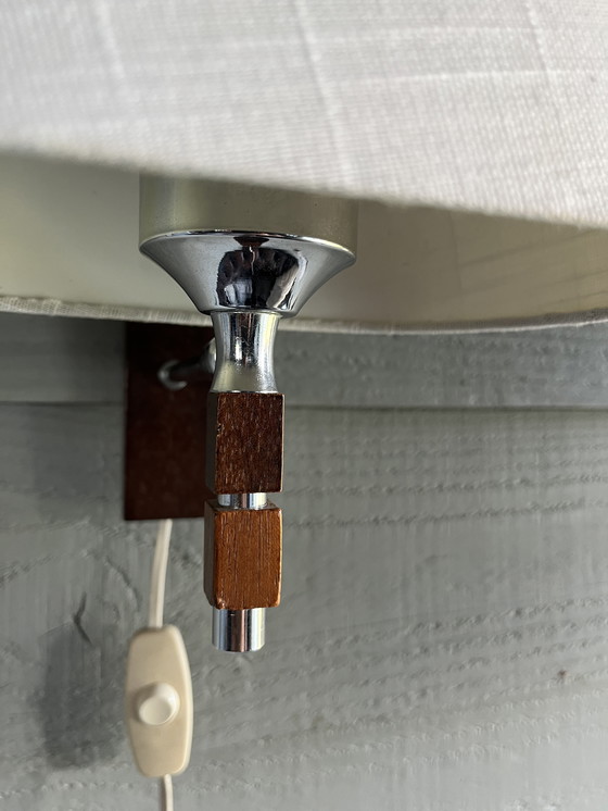 Image 1 of Vintage Mid - Century Teak/Chrome Wall Lamp