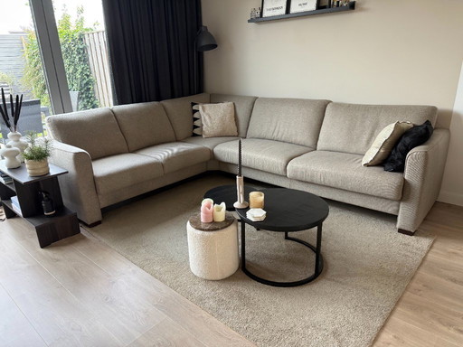 Corner sofa – 226x287 cm – coarsely woven linen-look fabric