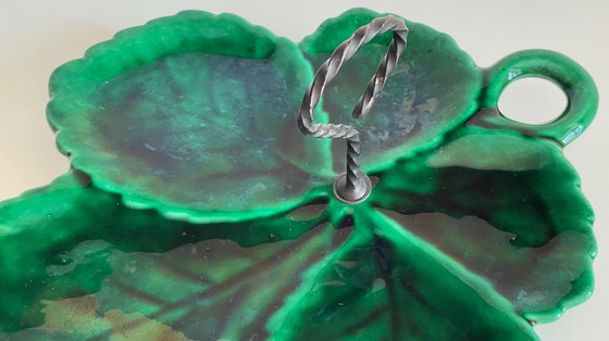 Image 1 of Piatto Barbotine in ceramica smaltata vintage