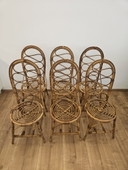 6 vintage Italiaanse designstoelen van bamboe en rotan.